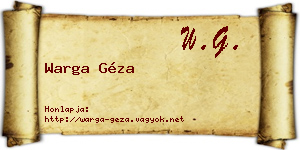 Warga Géza névjegykártya